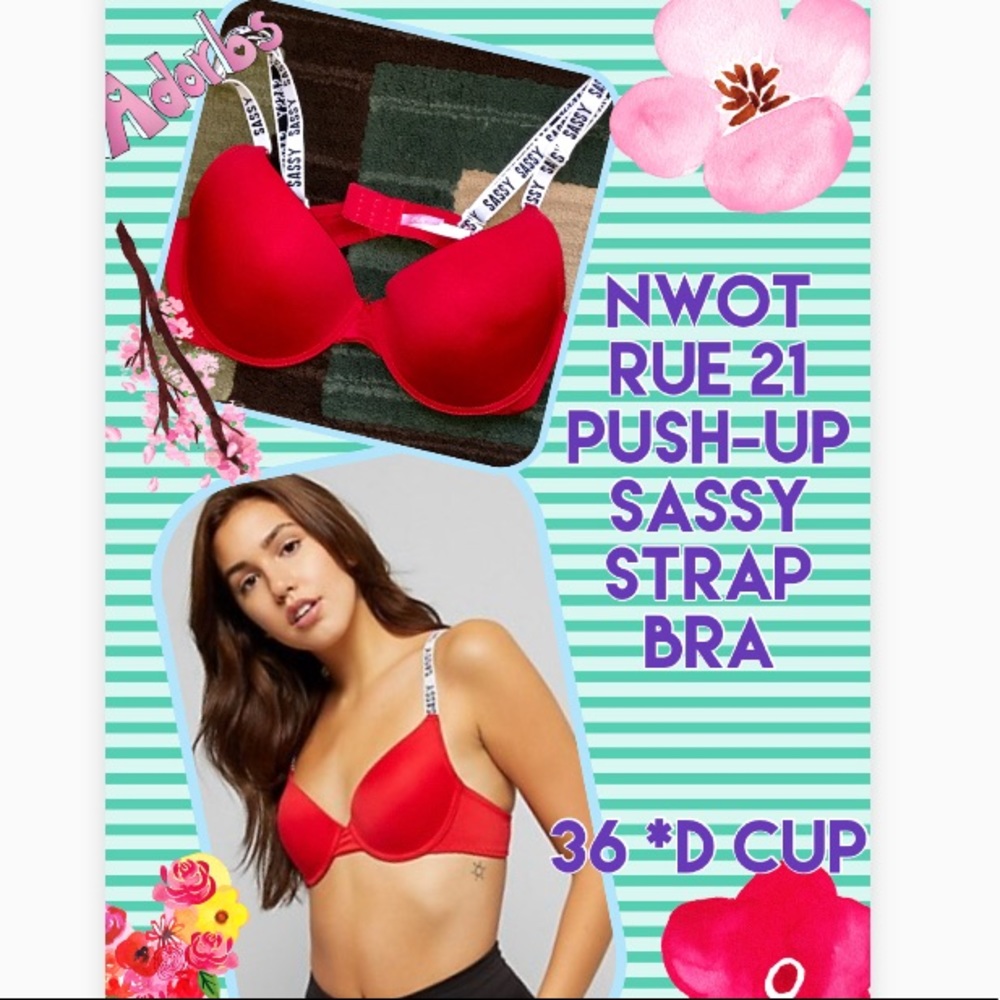 NWOT Rue 21 sassy strap push up bra 36D